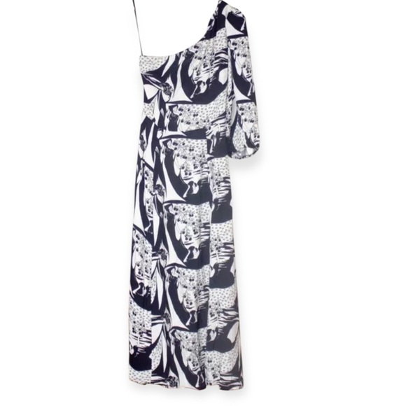 Reformation Persephone Print One Shoulder High Slit Midi Dress Sz 4 - Picture 10 of 14